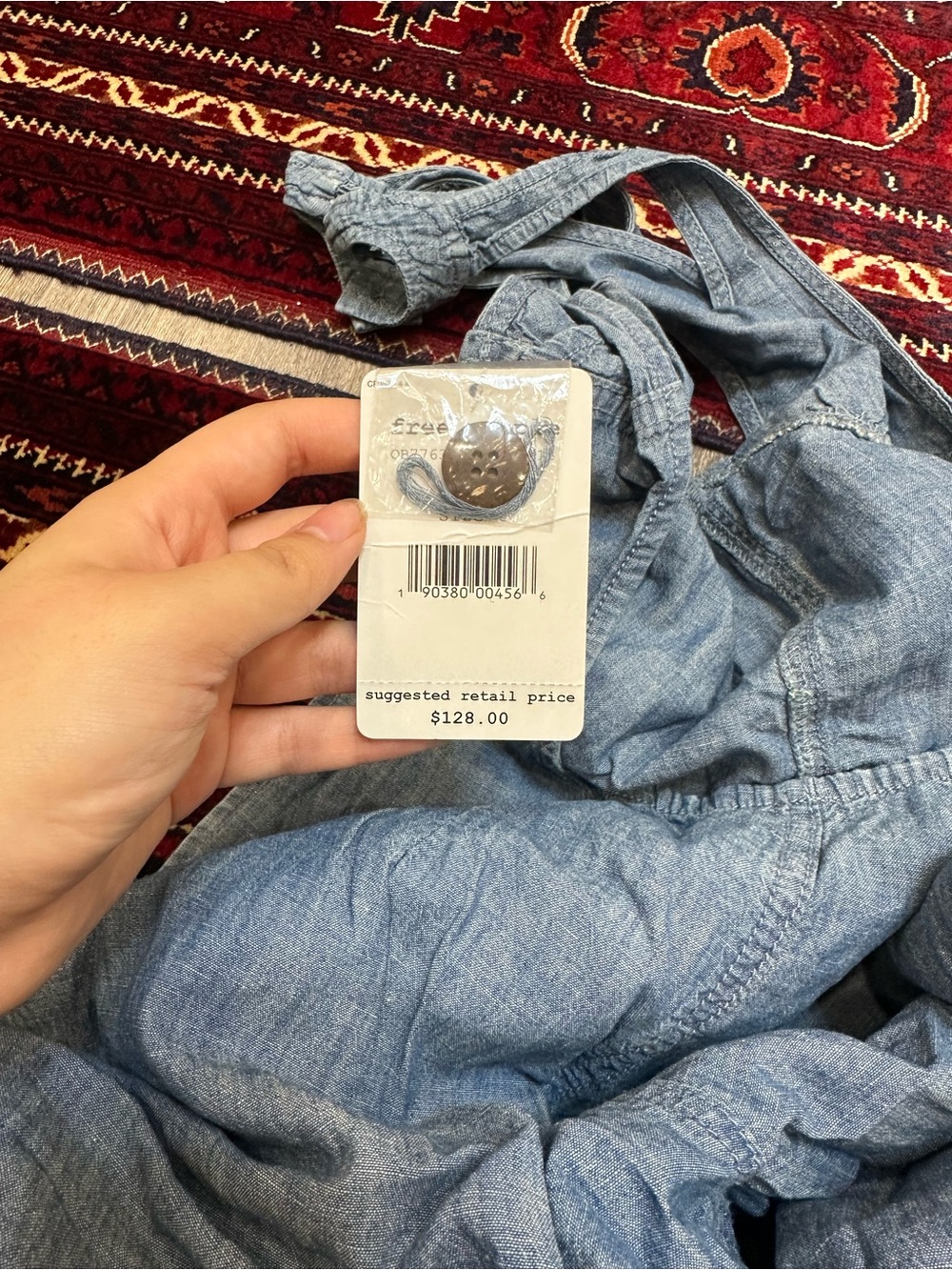 Free People Light Blue Denim Wide-Leg Jumpsuit - Picture 4 of 5